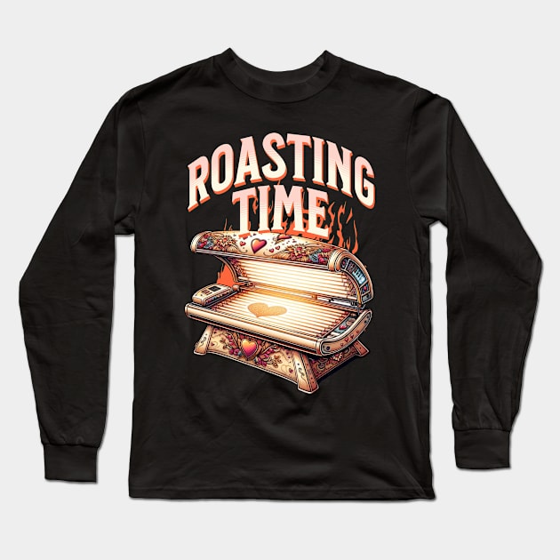 Roasting Time Tan Sun Funny Beach BBQ Long Sleeve T-Shirt by woormle